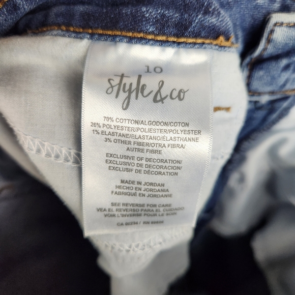 Style & Co. Women's Size 10 Curvy Fit Ankle Embroidered Retro Raw Hem Jeans - Picture 9 of 11